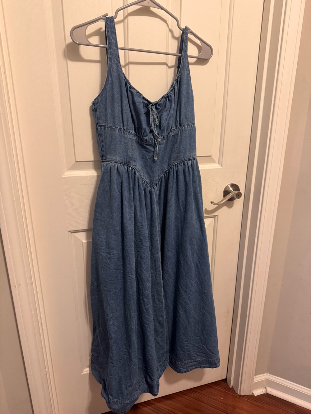vestique Blue Sleeveless Denim Maxi Dress